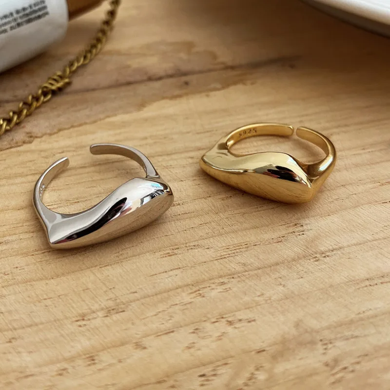 

French style ring silver 925 jewelry 925 sterling silver rings for women ins cold style personality irregular ring female