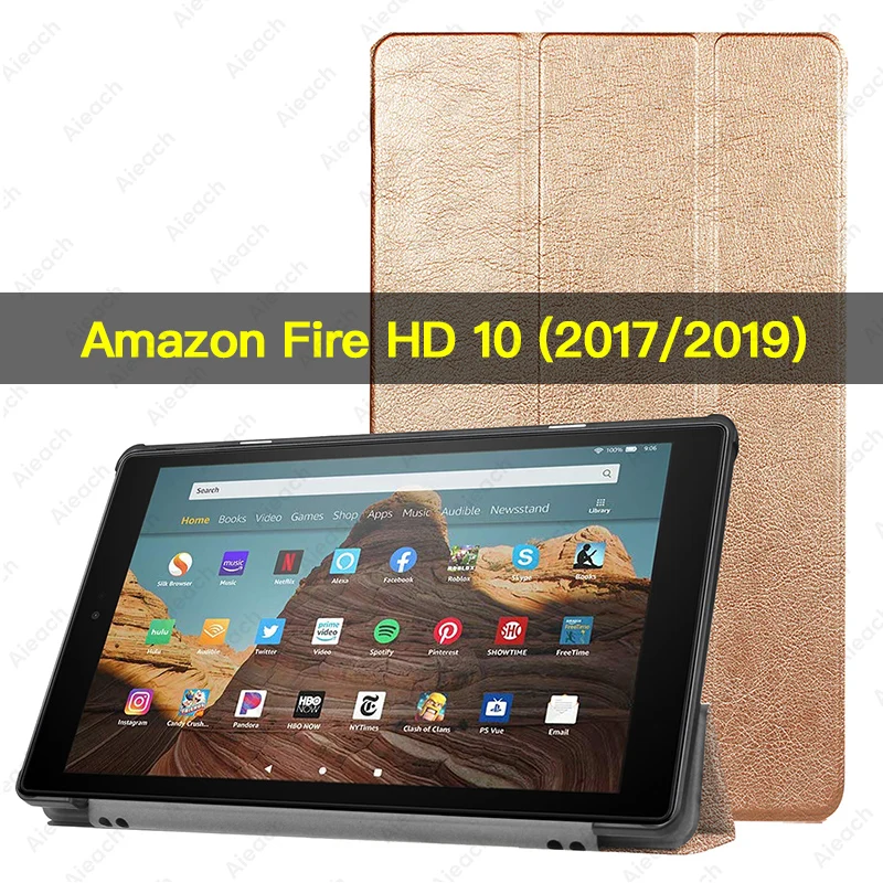Rose gold Для Amazon Kindle Fire HD 10 / чехол смарт-Магнитная подставка флип-чехол из искусственной кожи для Amazon Kindle Fire HD 10 чехол Funda - Цвет: Rose gold