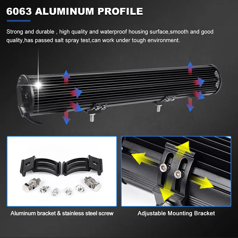 20 Inch Offroad LED Light Bar Dual Color Spot Flood Warning Strobe Work Lamp for Truck ATV SUV 4X4 UTV