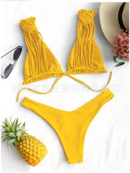

New Cross-Border Women's Swimming Suit Tie Pure and High-end Bikini