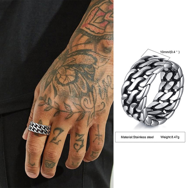 Steel Celtic Triple Knot Rune Signet Ring Men Viking Jewelry