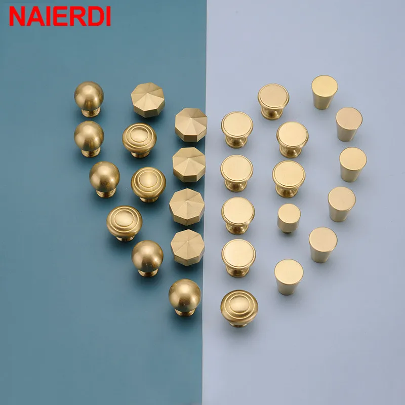 NAIERDI Pure Copper Furniture Handles Cabinet Knobs Wardrobe Dresser Drawer Knobs Kitchen Cupboard Chinese Style Door Handle