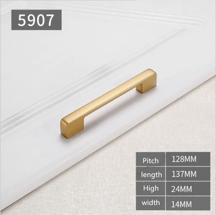 MAXMIX Золотой Алюминиевый гардероб прикроватный шкаф ручка шкафчика большие минималистичные ручки кухонная мебель выдвижение ящика шкафа - Цвет: 5907-128mm