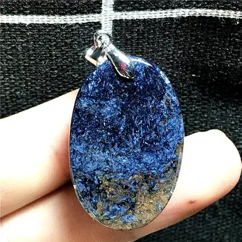

100% Natural Blue Pietersite Pendant Jewelry For Woman Man Crystal Gift 36x26x14mm Oval Beads Silver Namibia Power Stone AAAAA