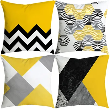 

Pillow Case Print Cushion Cover Geometry Pattern Yellow Throw Decorative Pillowcase 45x45 Home Decor Sofa Cushion Cover #LR1