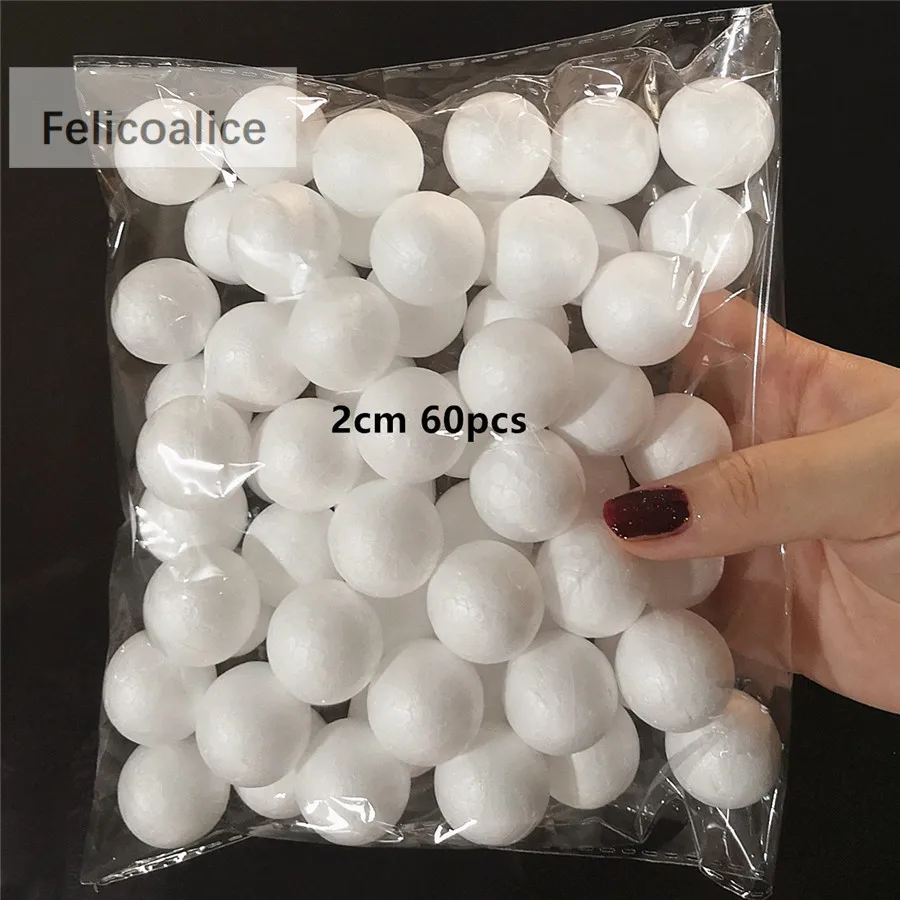 1cm 1,5cm 2cm 2,5cm 3cm 4cm Weiße Schaumstoff-Rundbälle Mini Polystyrol Styropor Bastel-Dekoration Weihnachtskugeln – Detail 4