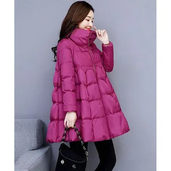 

High Quality Women's Down Cotton Coat 2020 Winter Jackets Stand Collar Zipper Cloak Jacket Cotton Padded Jackets Overcoat A445