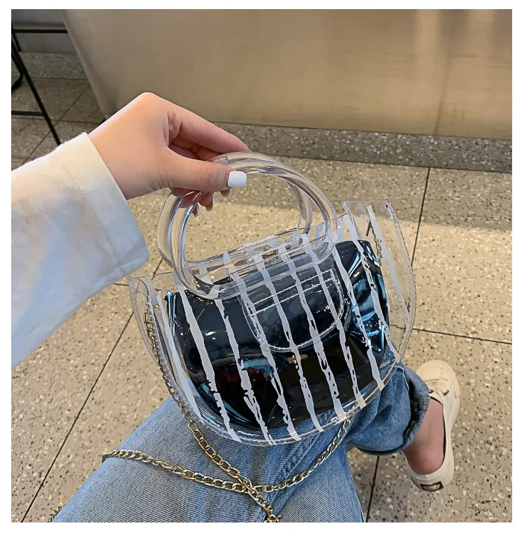 

Summer transparent jelly bag 2019 Korean version of the new fashion Mini chain shoulder bag