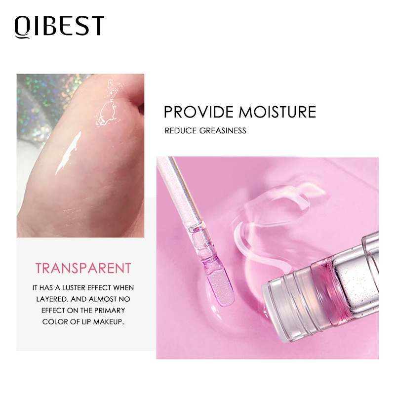 QIBEST Moisturizer Plumper Lip Gloss Long Lasting Transparent Lipgloss Base Watery Luster Glossy Lip Tint Waterproof Lips Makeup lip gloss lip makeup lip glaze lip tint lip plumper