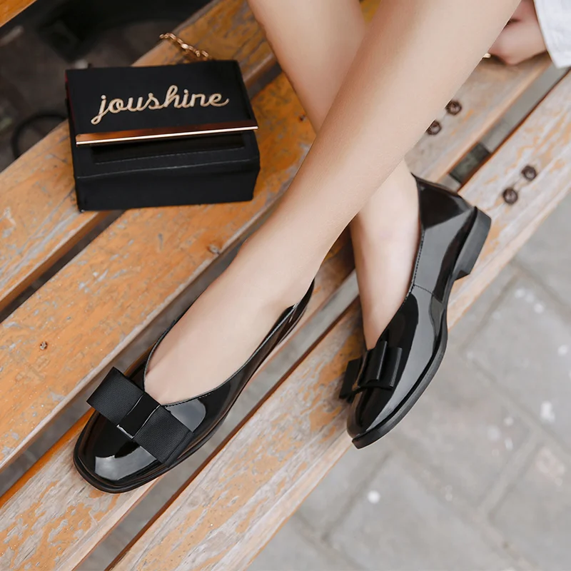 Туфли женские кожаные на плоской подошве без застежки с бантом|genuine leather flats|leather