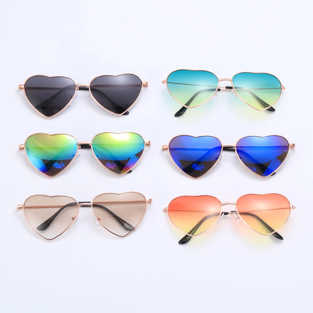 Vintage Heart Shape Sunglasses Women Fashion Gradient Metal Frame Design Sun Glasses Fancy Dress Goggles best night motorcycle glasses