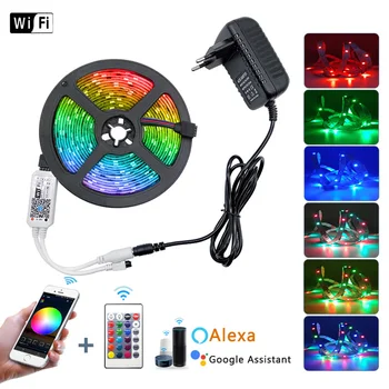 Rgb Led Strip Licht DC12V Smd 2835 5M Waterdichte Rgb Tape Flexibele Lint Luces Led Light Strip Tira Fita decoratie Wifi Contro Rgb Led Strip Licht DC12V Smd 2835 5M Waterdichte Rgb Tape Flexibele Lint Luces Led Light Strip Tira Fita decoratie Wifi Contro