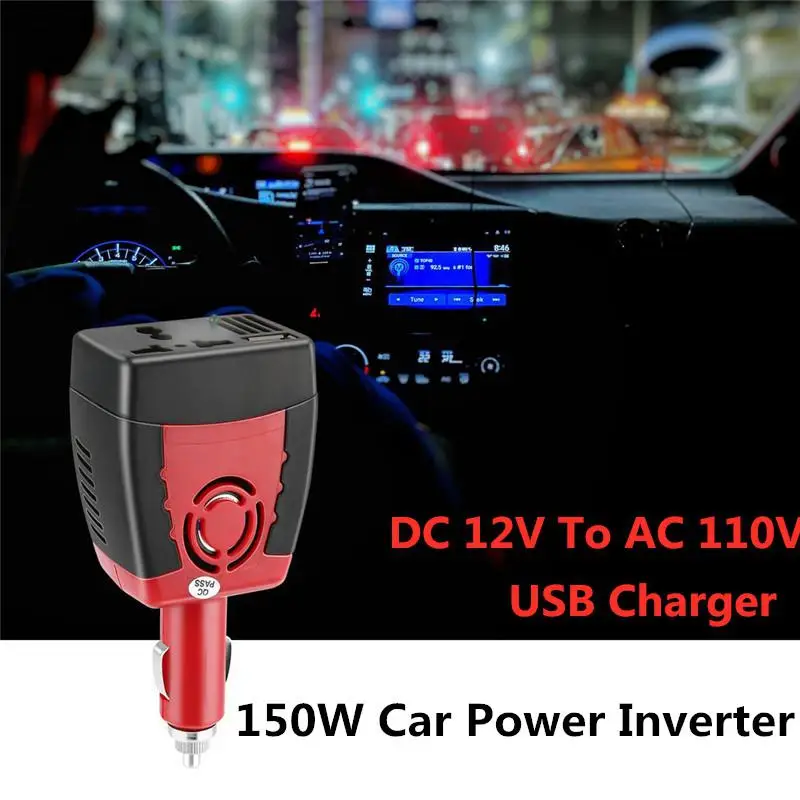 Universal 150W Car Power Inverter DC 12V To AC 110V Cigarette Lighter Power Supply USB 5V Auto Charger Adapter For Laptop