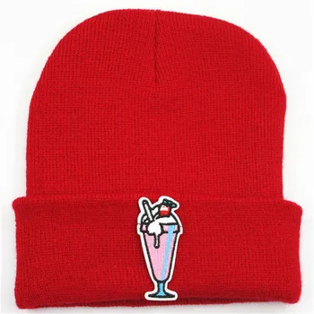 

Drink embroidery Cotton Thicken knitted hat winter warm hat Skullies cap beanie hat for kid men and women 114