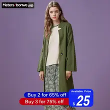 METERSBONWE шерстяное пальто женское зимнее Новое поступление корейская мода простое высококачественное шерстяное пальто
