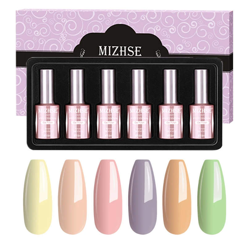 

MIZHSE 18ML Gel Lacquer Set Soak Off UV LED Nail Polish Gel Smalto Semi Permanente Unghie Top And Base Gel For Nails Design