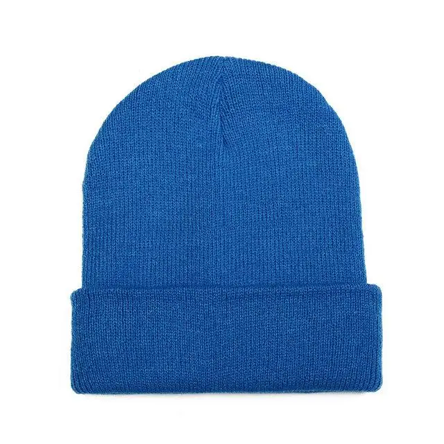 Зимние шапки для женщин, Новые Вязаные шапки, одноцветные милые шапки для девочек, осенние женские шапки, теплые шапки, женские повседневные Шапки - Цвет: Sky Blue