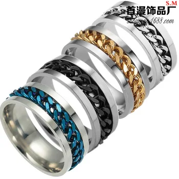 

Bottle Opener Ring Men's Titanium Steel Chain Rotating Ring Ornament Wholesale Ring Beer opener