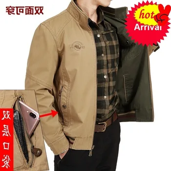 

Jacket Men Clothing Autumn Coats Military Jacket Male Double-sided Loose Jaqueta Masculina Pure Cotton Plus Size 7XL 8XL