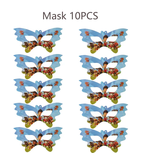 Paw Patrol Birthday Party Balloons Toy Birthday Banner For Kids Boys Girls Party Decoration Paper Cup Plate Tableware Supplies 10PCS mask