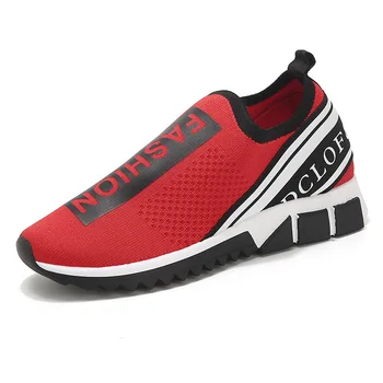 

Women Low Top Flyknit Sneaker Mesh Breathable Running Sports Tennis Shoes Casual Leisure Slip One Walking Shoes