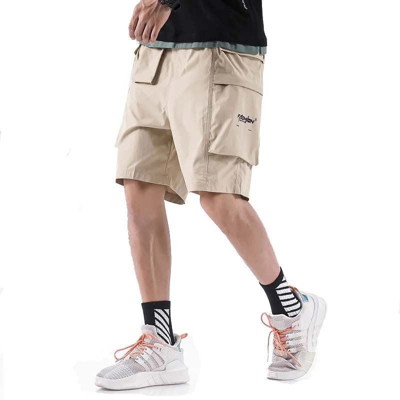 Красивые летние мужские шорты Карго с карманами, с буквенным принтом, уличная одежда, винтажные шорты, модные, высокое качество, хип-хоп, бермуды, Короткие штаны для мужчин