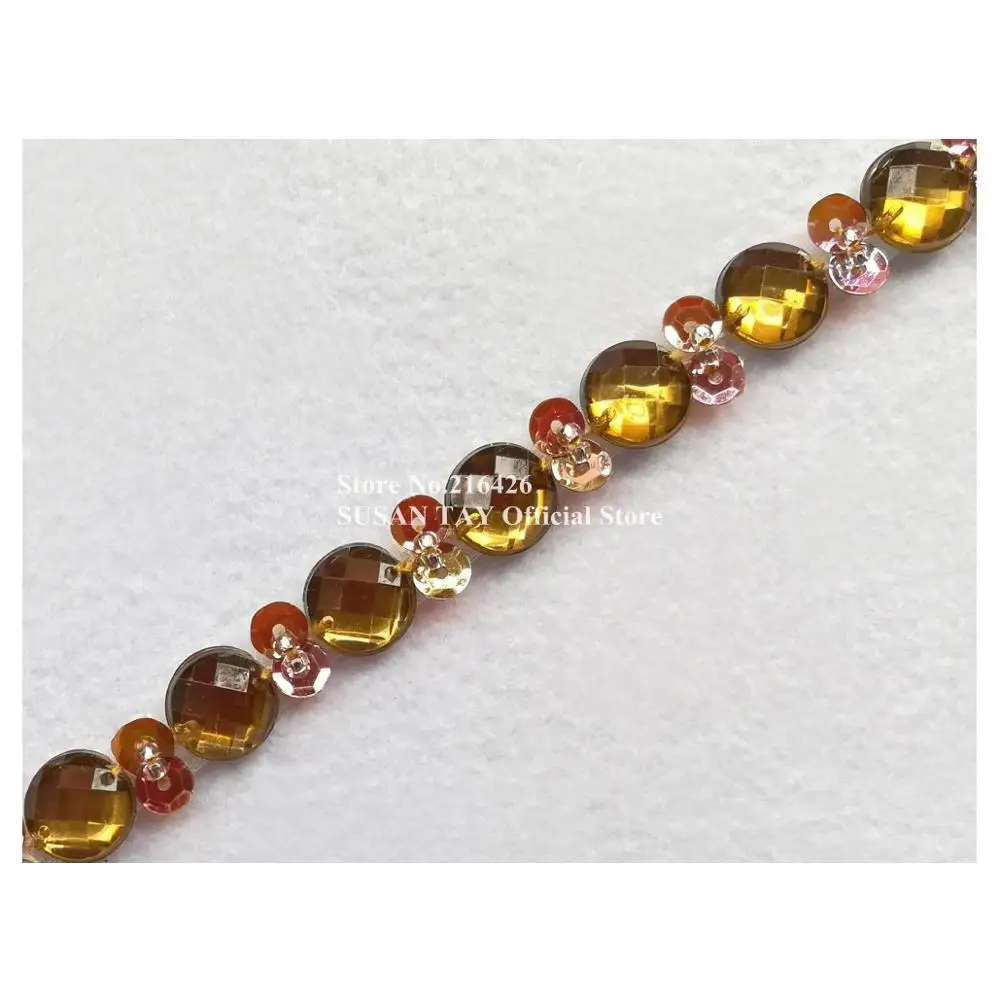 1 ярд х Новинка пришивное коричневое платье ручной работы украшенное бисером и