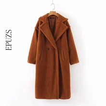 Winter Faux Fur Coats women long coat long sleeve warm lambwool jacket Korean thick warm teddy coat winter fur jacket