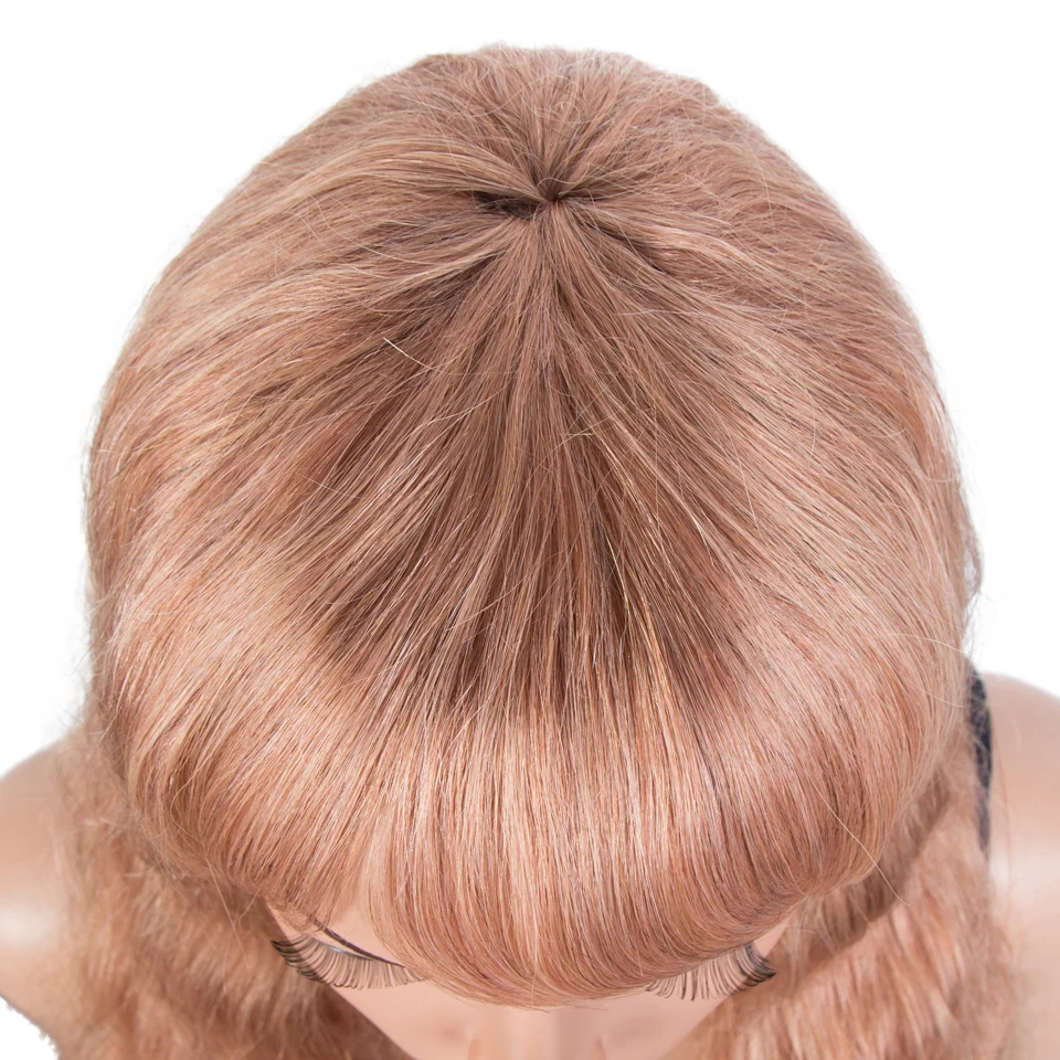 Brasileiras do Cabelo Humano da Onda do Corpo do Ouro de Trueme para as Mulheres Brasileira do Cabelo Humano com Franja Onda do Corpo Perucas Peruca Ombre Cor-de-rosa Completa 4 High Quality Apliques e perucas