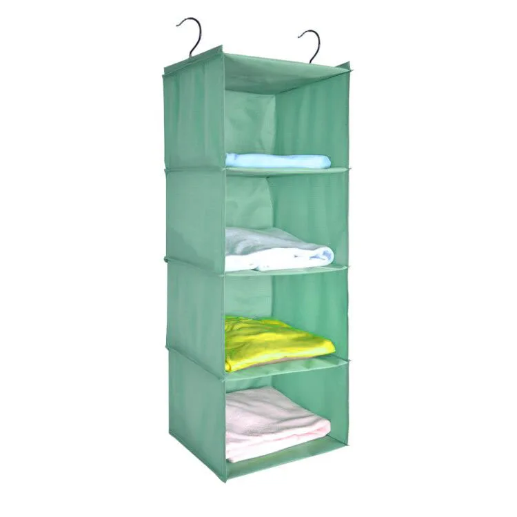 Green 4 layers Home Clothes Storage Bag 3/4/5/6 Layer Wardrobe Hanging Oxford Cloth Washable Extended Bag Organizador For Clothes Bras Socks - Цвет: Green 4 layers