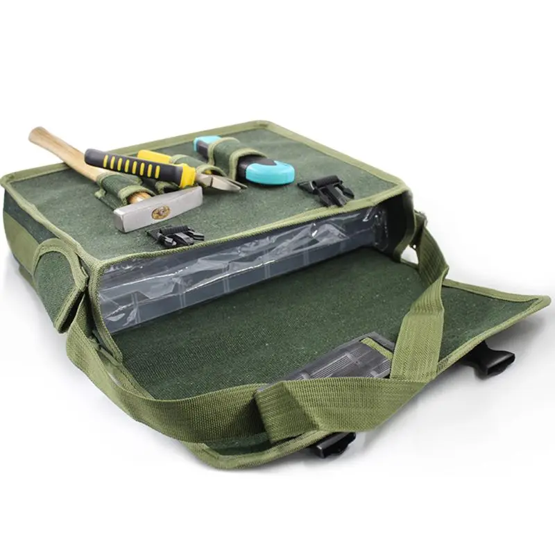 Hardware Toolkit Shoulder Bag Waterproof Oxford Cloth Multi Organize Pockets Storage Pouch Portable Electrician Worker Supply