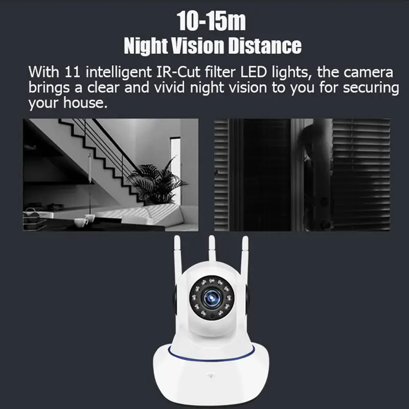 Три антенны камеры безопасности Hd 1080P Видеонаблюдение Ip камера Мини Wifi Cctv камера Wi-Fi Домашняя безопасность Ip Cam