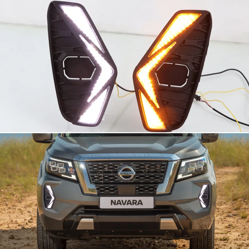 Led Drl Daylights For Nissan Navara 2020 2021 2022 Dynamic Yellow Turn
