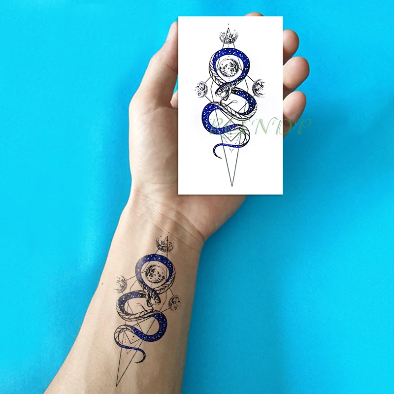 Waterproof Temporary Tattoo Sticker Snake Moon Small Size Art Tatto Flash Tatoo Fake Tattoos For Kid Women Men Girl Temporary Tattoos Aliexpress