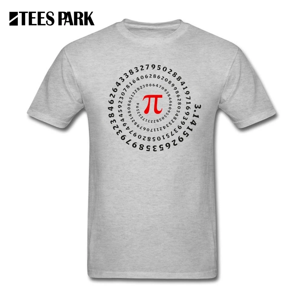 Tees Pi spiral Science Mathematics Math Irrational Number Sequence Math Teacher Men T Shirts Cotton T-Shirt Short Sleeve - Цвет: Серый