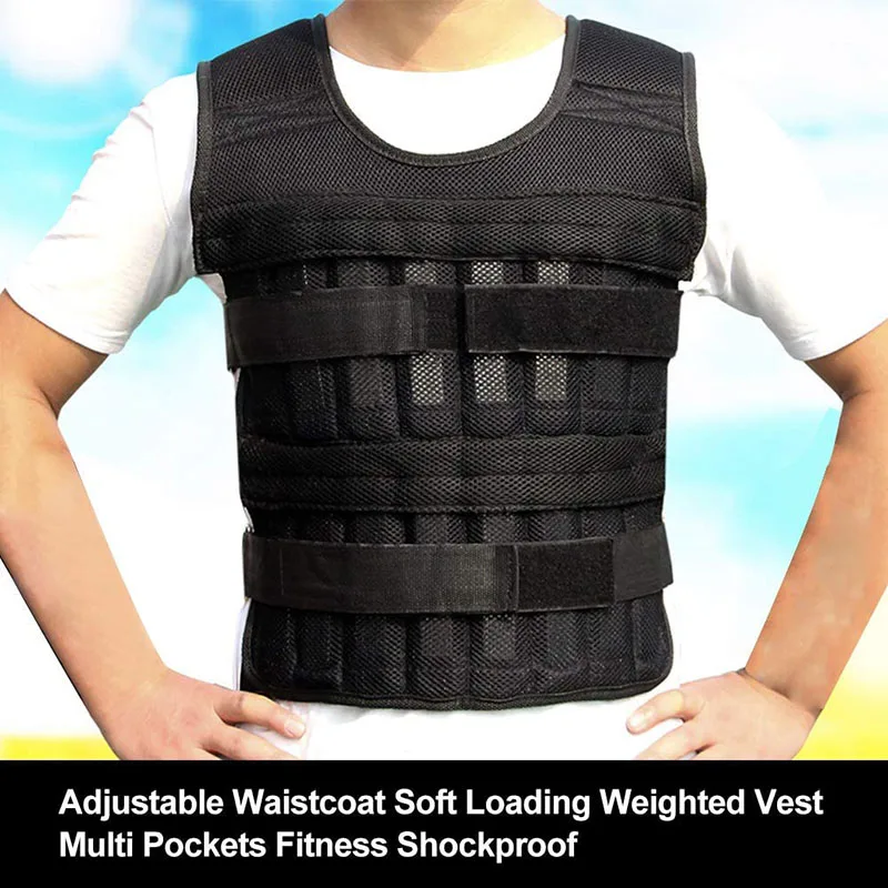 15KG 30KG Loading Weight Vest Adjustable Weights Jacket Breathable Shockproof with Multi Pockets For Running  Weight Lifting 4