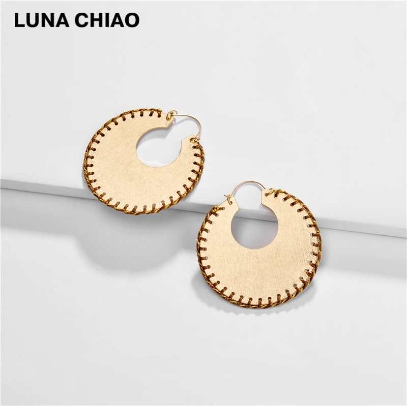 LUNA CHIAO модные большие металлические серьги обруч плетеные ручной работы большой