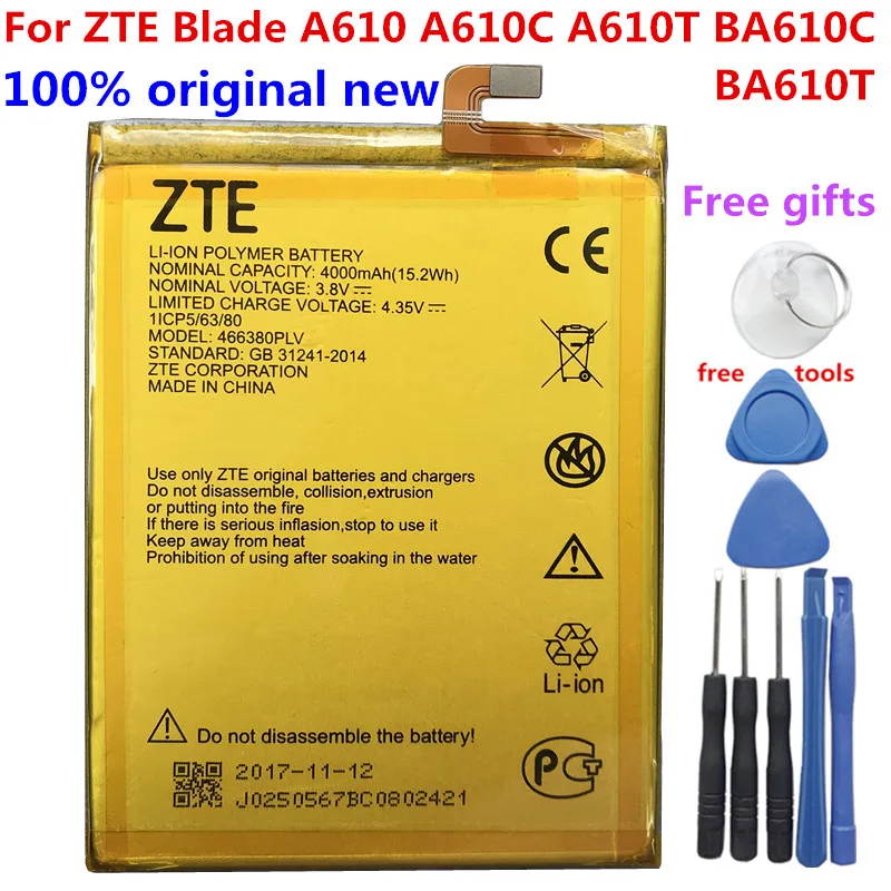 

New Original 4000mAh Battery 466380PLV for ZTE BA610, BA610C, BA610T, Blade A610, Blade A610 Dual SIM, Blade V6 Max,Yuanhang 4