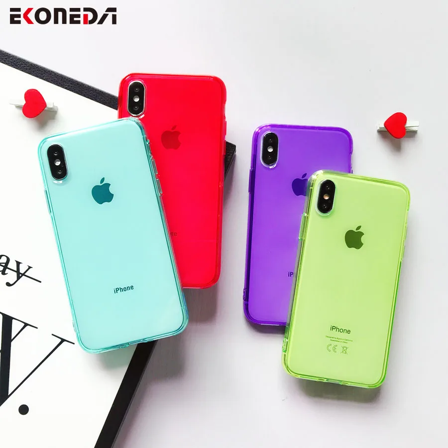 Phone Case For Iphone Se 2020 Candy Color Clear Soft Tpu