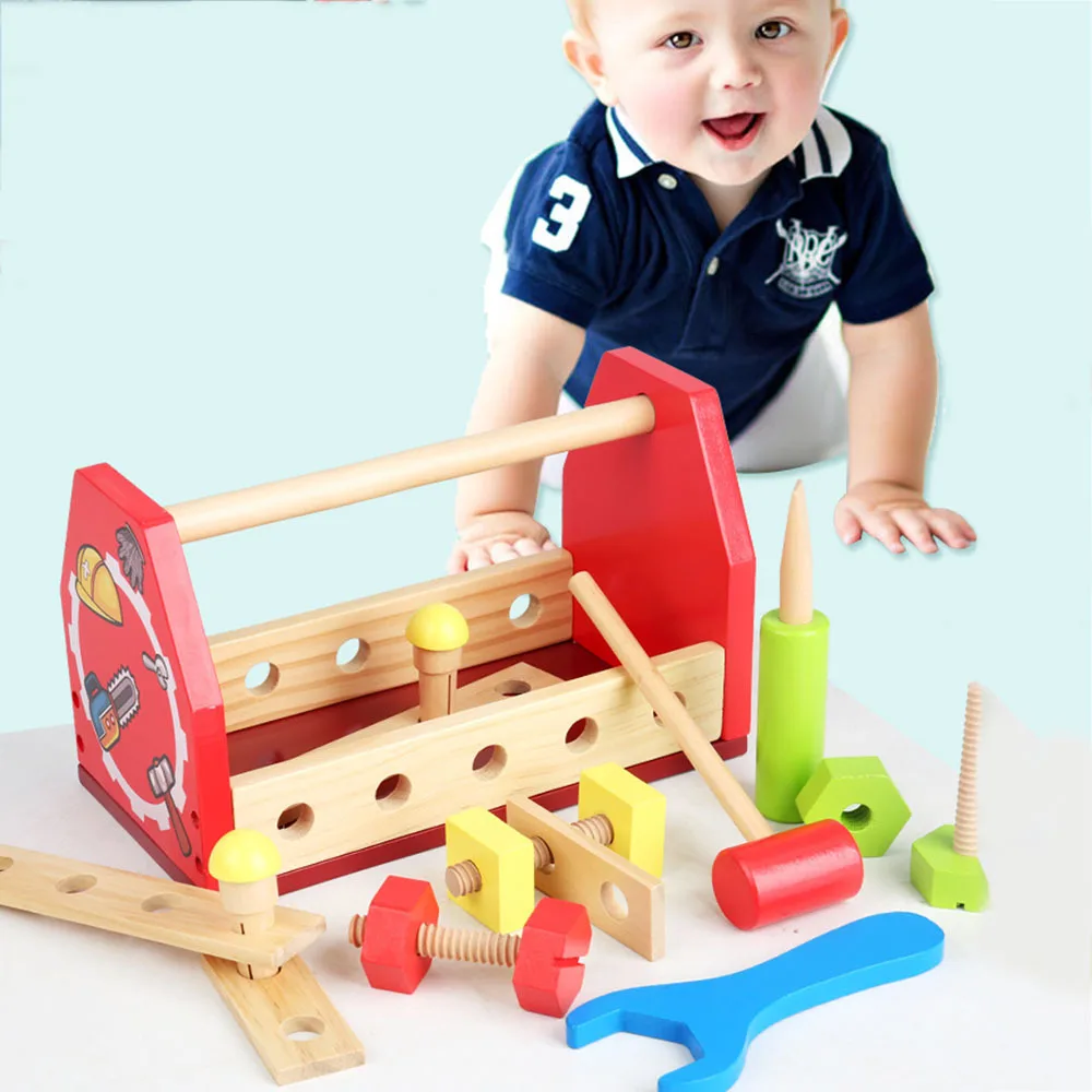

Baby Wooden Tool Toys Disassemble Table Games Kids Learning Educational Knock On The Ball Screw Assembly Game ToolDropshipping