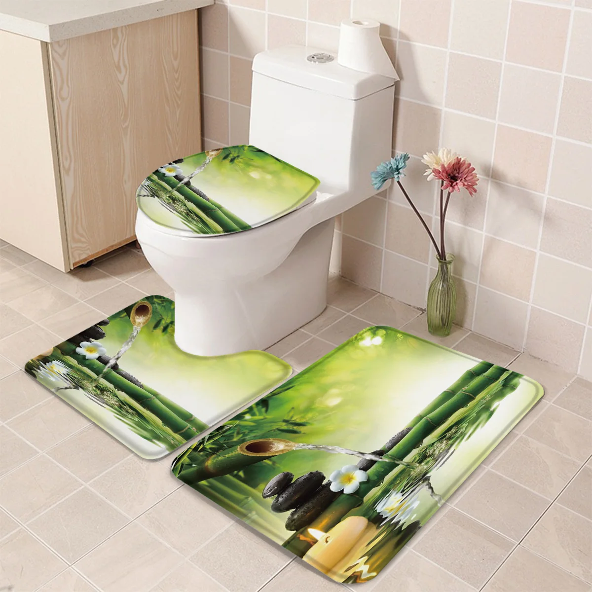 Набор из 3 предметов для ванной комнаты спа бамбуковый камень дзен ...