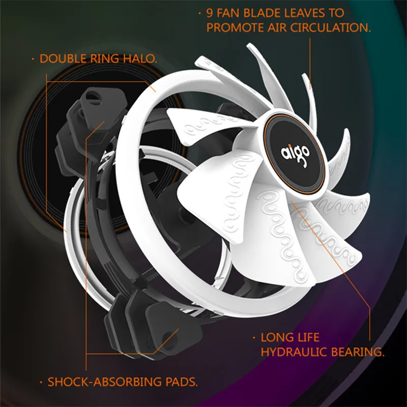 Aigo 2019 Новый DR12 компьютерный корпус ПК охлаждающий вентилятор RGB отрегулировать