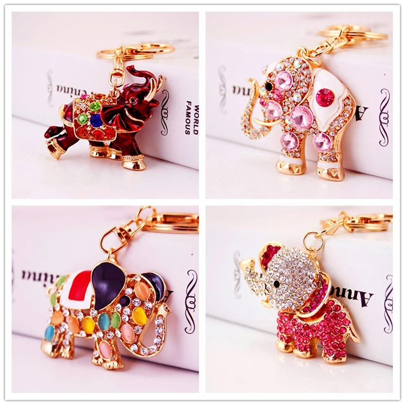 

Boho Multicolor Elephant Handbag Key Chains for Women Girls Fashion Shiny Statement High-heeled Shoes Keychain Bag Accessories