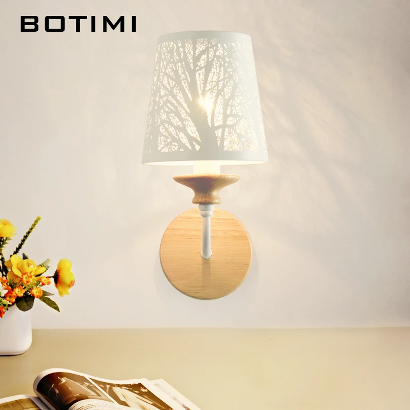BOTIMI дизайнерский Белый настенный светильник светодиодный Настенный Бра Металлические Настенные светильники для домашнего чтения деревянные прикроватные светильники