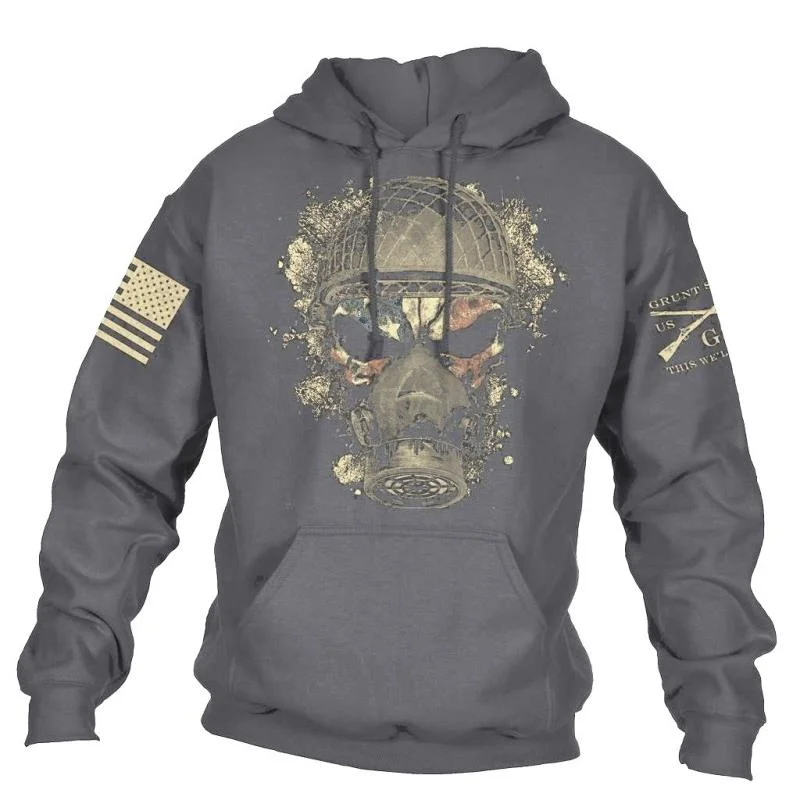 Mens Hoodie Sweatshirt Pullover Skull-Print Long-Sleeve Casual Loose Youth Hot-Style
