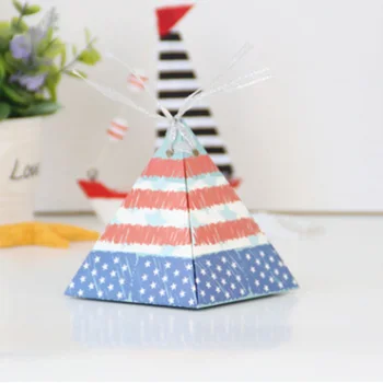 

10 Pcs Romantic Wedding Gift Packaging Boxes Pyramid Shape Party Sweet Favors Wedding Cardboard Candy Box