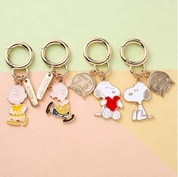 

Stylish Cartoon Cute Charlie Brown KeyChain Snoopy Metal Key Chain Pendant For Kids Gift For Key Ring Gifts