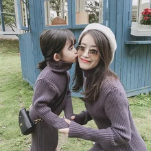 Трикотажное платье в Корейском стиле для девочек модная осенне-зимняя детская одежда платья для маленьких девочек 1-6 лет