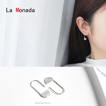 

La Monada Trendy Paperclip Pin Stud Earrings 925 Sterling Silver Fine Earrings For Women Party Accessories Mujer Gift Minimalist