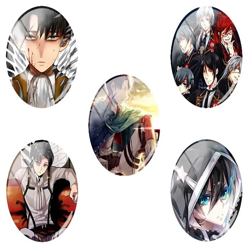 

TAFREE 2019 NEW 18x25mm Hot Anime Titan Cosplay Cartoon Oval Glass Cabochon Flatback Dome Jewelry Finding Pendant base TC38